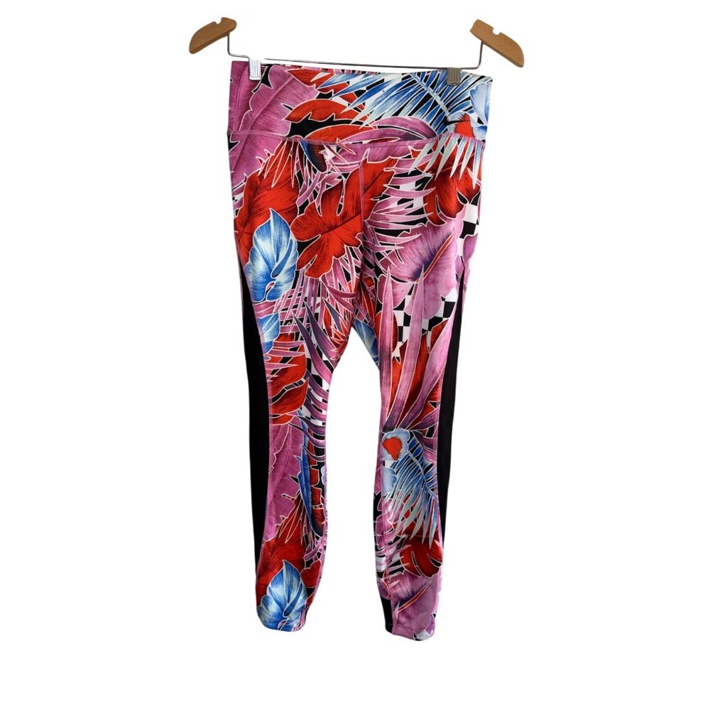 Nike Dri Fit High Waisted 7/8 Leggings Leaf Design Colorful Hawaii Size L